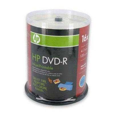 HP DVD-R 4.7GB 16X White Inkjet Printable 100 Pack In Spindle