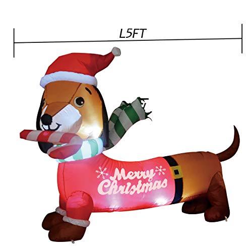 5 ft Long Indoor Outdoor Yard Garden Christmas Decoration Dog Self-Inflatable with Suit Perfect for Dachshund Blow Up Yard Decoration - Thumbnail 3