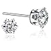 Sterling Silver Swarovski Cubic Zirconia Stud Earrings Sensitive Ears 6mm...