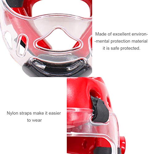 Heitaisi Sports Clear Face Shield Helmet Mask, Detachable Taekwondo Face Mask Head Protective Gear for Men and Women,not Include Helmet