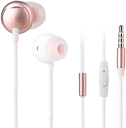 COSPOR In Ear Headphones,Wired Earbuds Hands-free Noise Cancelling Earphones with Mic (Pink)