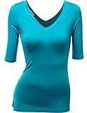 Haslra Women's V-neck Sexy Top_95% Modal_Stretch Top