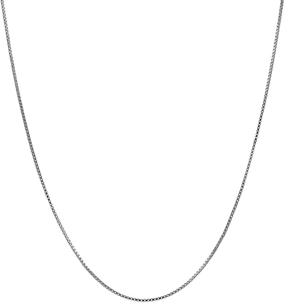 14K Thin Solid White Gold 0.5mm Box Chain Necklace 18 Inches Amazon