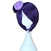 Miss U Hair Adult Costume Wig Short Straight Purple Cosplay Halloween Wig with Bun Flower