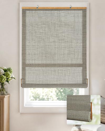 LazBlinds Manual Roll-up Bamboo Blinds, 33" W x 72" H, Star-Grey at Amazon