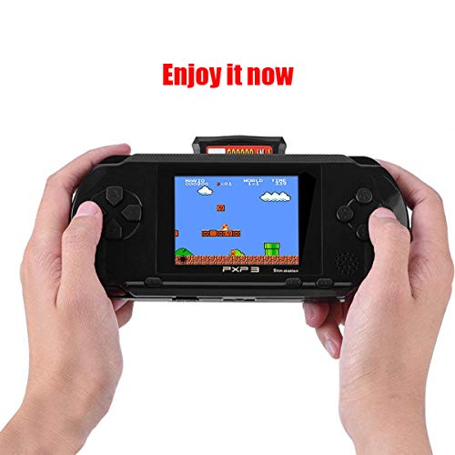 qiaoniuniu Handheld Game Console Kids Gift 16 Bit Portable Classic Video Games 150 Games Retro MD Paly Games PXP3 (Color: Black)