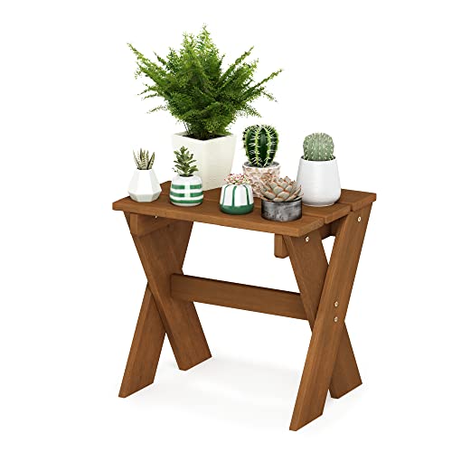 Furinno Tioman Table dappoint avec Support pour Fleurs, Bois, Naturel, 45,2 (W) x 43,9 (H) x 35,1 (D) cm