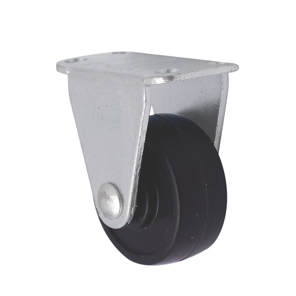 Merriway BH07000 (4 Pcs) Rigid Fixed Plate Castor Wheels Heavy Duty Black Polypropolene Without Brake, 65mm (2.1/2 inch) Maximum Load 140kg - Pack of 4 Pieces