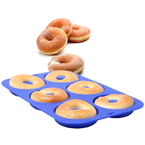 image for HOMKOM - Silicone Donut Baking Pan/Non-Stick Donut Mold/Donuts/Bagels/