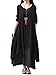 Romacci Women Boho Dress Casual Irregular Maxi Dresses Layer Vintage Loose Long Sleeve Linen Dress with Pockets,XX-Large,Black