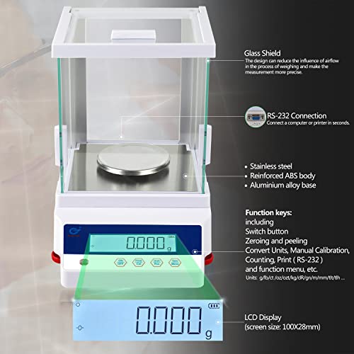 RUISHAN 300g x 1mg Lab Analytical Balance Scale 0.001g High Accuracy