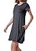 msllen Women's Plain Short Sleeve Loose Swing Casual T Shirt Dress with Pockets