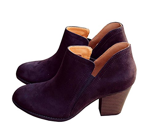 Womens Western Cowboy Booties Slip On Cut Out Stacked Block Heel Ankle Boots By Fashare