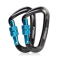 STURME Locking Carabiner Clip -12KN/2697lbs Aluminium Ultra Sturdy & Light, Screwgate Carabiner Heavy Duty for Hammocks Traveling Dog Leash and More (2 Pcs)