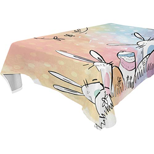 Decorative Table Cloth Watercolor Easter Cute Rabbit Eggs Dining Room
Kitchen Rectangular Fabric Table Cover 54 x 72 Inches Party