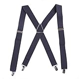 HDE Men's X-Back Clip Suspenders Adjustable Elastic Shoulder Strap - 1.5