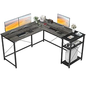 Homfio L Shaped Desk Computer Office Desk with Shelves Corner Computer Desk Large Gaming Table Industrial Simple Desk…
