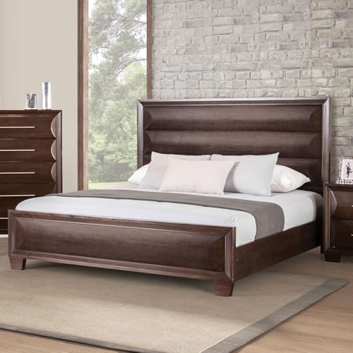 Furniture of America Arvin Modern Solid Wood Bed Frame with Headboard and Footb…