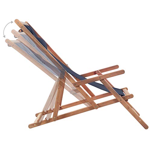 vidaXL Holz Liegestuhl Stoff Blau Sonnenliege Strandliege Gartenliege Liege – Bild 6