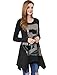 Allegra K Ladies Long Sleeve Skull T Shirts Casual Loose High Low Tops L Black