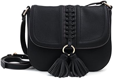 Satispac Women's Point Circle Tassel Cross Mini Handbag (Black)