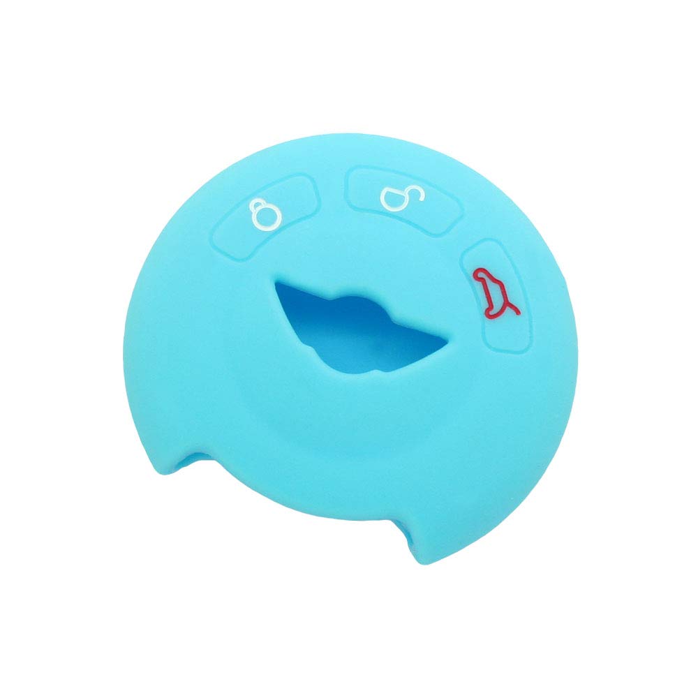 BROVACS Silicone Cover Protector Case Holder Skin Jacket Compatible with MINI Cooper 3 Button Round Smart Remote Key Fob CV9905 Light Blue