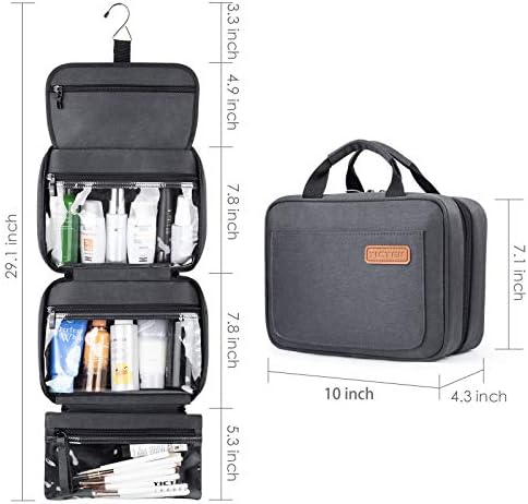 Travel Toiletry Bag with Hanging Hook, Waterproof Makeup Cosmetic Travel Bag Organizer for Toiletries and Accessories, Perfect Bathroom Bag for Women/Men 3 Travel Toiletry Bag with Hanging Hook, Waterproof Makeup Cosmetic Travel Bag Organizer for Toiletries and Accessories, Perfect Bathroom Bag for Women/Men