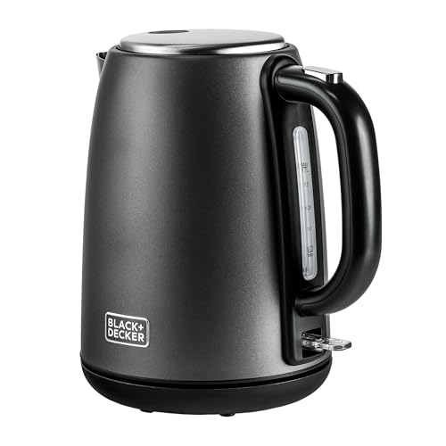 BLACK+DECKER 1.7L Premium Stainless Steel Electric Kettle - 2200W Fast Boil, Cordless Design, Auto Shut-Off, Boil Dry Protection, Metallic Finish with Chrome Accents | SSJC175-B5