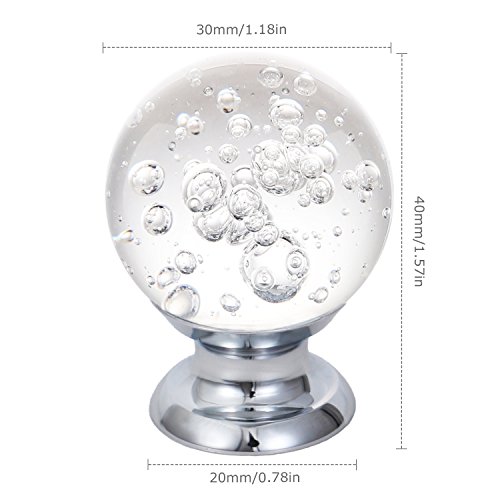 IFOLAINA 10 Pcs Crystal Cabinet Knobs Round Glass Kitchen Cupboard Drawer Dresser Bookcase Pull Handle with 3 Size Screws
