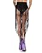 iHeartRaves Black Open Front Fringe Tassel Maxi Skirt (Small)