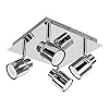MiniSun Moderne vierkante IP44 plafondspot met glanzende chroomafwerking en 4 verstelbare GU10-spots – IP44 plafondlamp…
