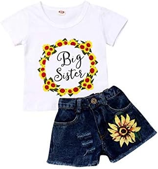 Baby Girl Clothes Big Sister Little Sister Shorts Set Matching Outfit Floral Clothes Romper Tops Outfit