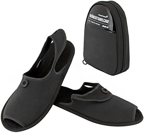Santimon - Men Women travel business trip fold aviation collapsible casual non-slip Slide Slippers Shoes-black-S
