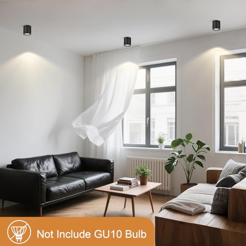 Gleonlux Ceiling Spotlight Adjustable Black 6 Pcs, Ceiling Spotlights GU10 230 V, Aluminium Internal LED Downlight, LED Round Ceiling Spotlights, Modern Ceiling Light, with GU10 Socket