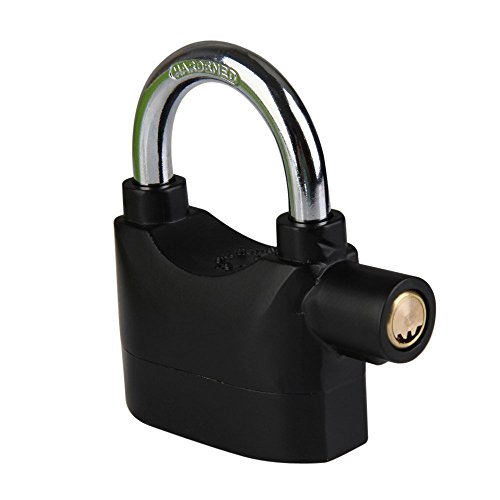 Bemodst Built-in Movement Sensor Security 110db Siren Alarm Lock Universal Anti-Theft Padlock for Bicycle Motorcycle Door Gate Bike Shed Bolt Chain Lock (Black)