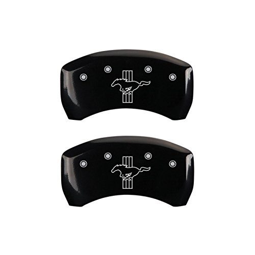 MGP Caliper Covers 10200SMB2BK Black Powder Coat Finish Front and Rear Caliper Cover, Set of 4 (2015/Mustang 2015/Bar & Pony Silver Characters, Engraved) (Certified Refurbished)