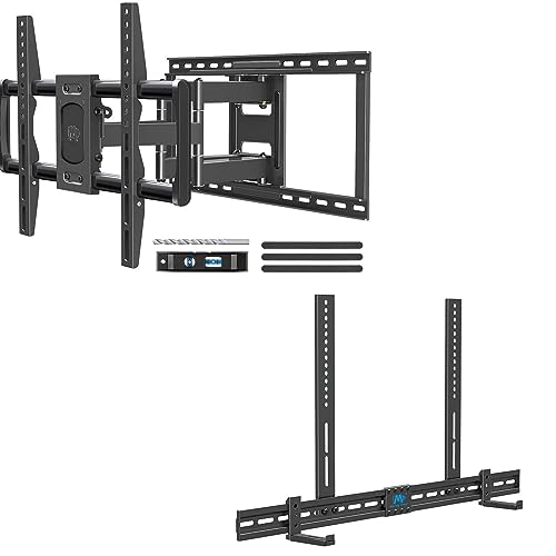 Mounting Dream Full Motion TV Wall Bracket - 42-75 Inch TV & Soundbar Mount - Sound Bar Fits Most Bars Up to 13 Lbs