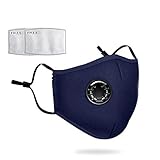 PM2.5 Dust Masks, Air Dust and Smoke Pollution Mask Reusable Washable with Adjustable Straps Air Filter Mask for Pollution Smoke Allergy Mask for Women Man(Blue)