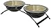 PetRageous 44339 Buddys Best Steel Frame Non-Skid Raised Dog Feeder 13-Inch by 5.75-Inch by 3-Inch Tall Anti Slip Dog Diner with 2 Dishwasher-Safe Stoneware 6-Inch 2-Cup Capacity Bowls, Brown
