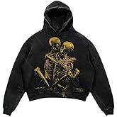 Obenie Halloween Y2K Hoodie Gothic Casual Alphabet Blast Print Pattern Skull Fashion Hoodie Men Harajuku Men Clothing