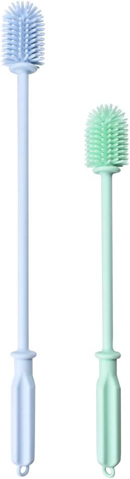 Silicone Bottle Cleaning Brush|Two Pack|464℉ High Temperature Sterilization|Nashone Bottle Cleaner Brush for Washing Narrow Neck Containers,Thermos, Shaker Bottle, Vase and Glassware (Blue+Green)