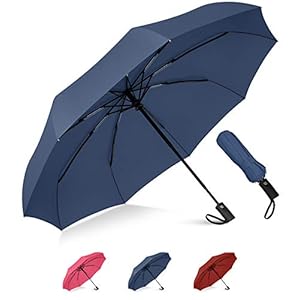 Rain-Mate Kompakter Reise-Regenschirm, tragbar, faltbar, winddicht, Mini-Regenschirm, automatisches Öffnen und Schließen mit 9 Rippen verstärkter Baldachin