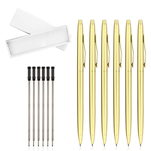 13pk 6 Upgrade Retractable Ballpoint Pen Gold Pens Plus 6 Black Ink