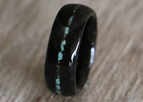 Bentwood Ebony Ring with Crushed Turquoise Inlay