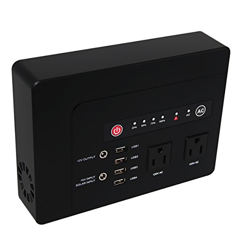 Powkey Portable Solar Power Generator Power Station AC Power Bank, 39600Mah 146Wh Lithium Batteries by Solar Panel/Wall Outlet/Car with Dual 110V-240V AC Outlet,12V 15V DC Ports,USB Ports