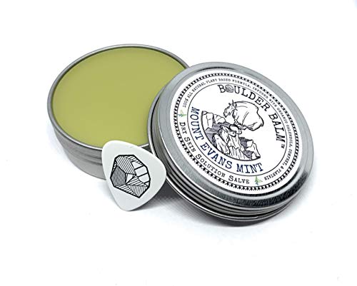 Boulder Balm: Dry Skin Salve for Active Hands & Body Hemp Oil Herb Infused Healing Balm Handcrafted for Rock Climbing (Mount Evans Mint Scent) 2oz Tin