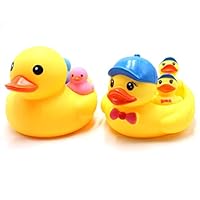 SPADORIVE Yellow Duck 2 Families Bath Set - Colorful Floating and Squeaking Shower Toys Baby Kid Tub Rubber Duck Bath Toys (Totally 8 Pack)