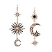 MengPa Star Dangle Earrings for Women Sun Moon Mismatched Crystal Vintage Asymmetrical Jewelry 3202