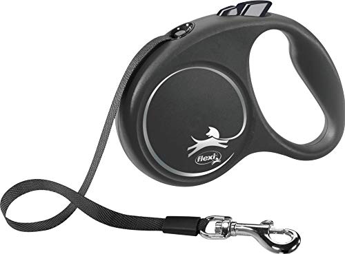 flexi Dog Lead Black Design - S
