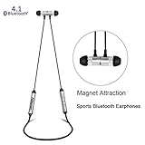 Abusun V4.1 Stereo Wireless Sports Bluetooth Earphones with Independent Battery Pack HD Sweatproof Bluetooth Headset Earbuds for iPhone Samsung Galaxy Sony HTC and more-Silver